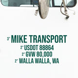 Company Name with 3 Regulation Line Decals, (2 Decals), Great for USDOT