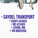 Company Name with 4 Regulation Line Decals, (2 Decals)