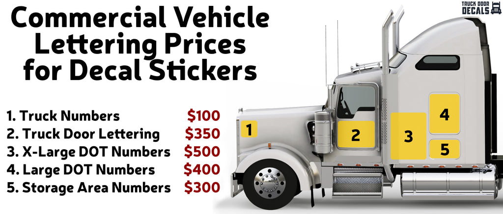 Commercial Vehicle Lettering Prices for Decal Stickers | Cost of Professional USDOT Vinyl Lettering for Trucks