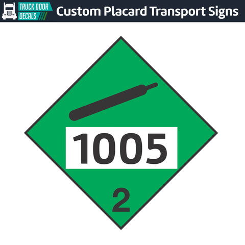 Hazard Class 2: Non-Flammable Gas UN # 1005 Placard Sign