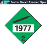 Hazard Class 2: Non-Flammable Gas UN # 1977 Placard Sign