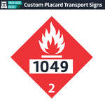 Hazard Class 2: Flammable Gas UN #1049 Placard Sign