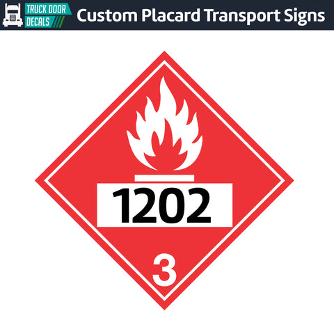 Hazard Class 3: Flammable Liquids UN # 1202 Placard Sign