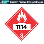 Hazard Class 3: Flammable Liquids UN # 1114 Placard Sign
