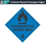 Hazard Class 4: Dangerous When Wet Placard Sign