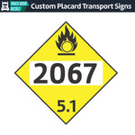 Hazard Class 5: Oxidizer UN # 2067 Placard Sign
