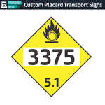 Hazard Class 5: Oxidizer UN # 3375 Placard Sign