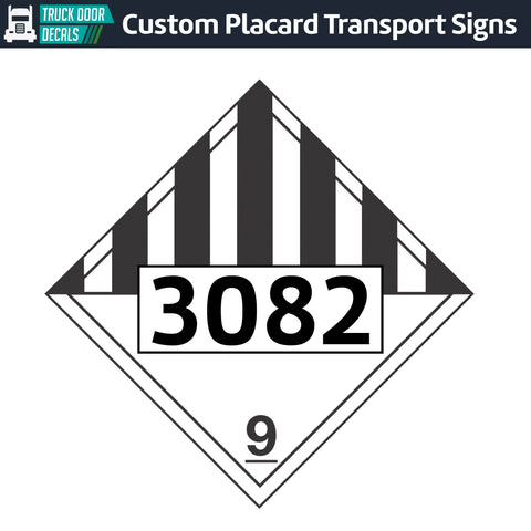Hazard Class 9: Miscellaneous UN # 3082 Placard Sign
