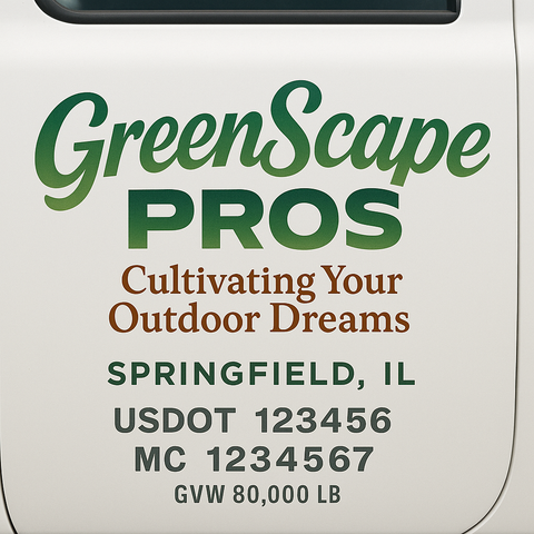 Landscaping or Lawn Care Truck Door Decal Sticker Lettering Sign (Set of 2)