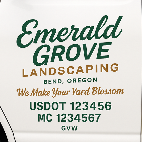 Landscaping or Lawn Care Truck Door Decal Sticker Lettering Sign (Set of 2)