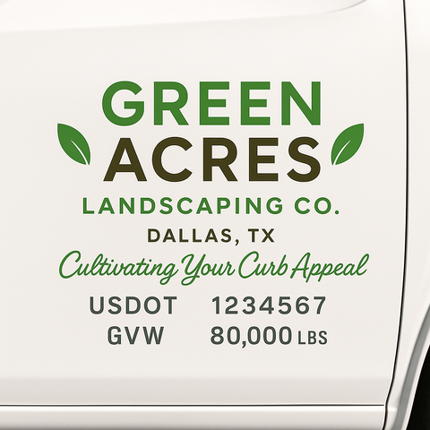 Landscaping or Lawn Care Truck Door Decal Sticker Lettering Sign (Set of 2)