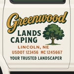 Landscaping or Lawn Care Truck Door Decal Sticker Lettering Sign (Set of 2)