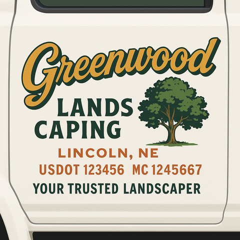 Landscaping or Lawn Care Truck Door Decal Sticker Lettering Sign (Set of 2)