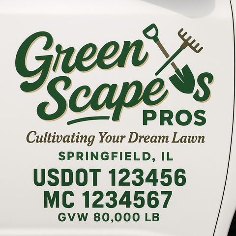 Landscaping or Lawn Care Truck Door Decal Sticker Lettering Sign (Set of 2)