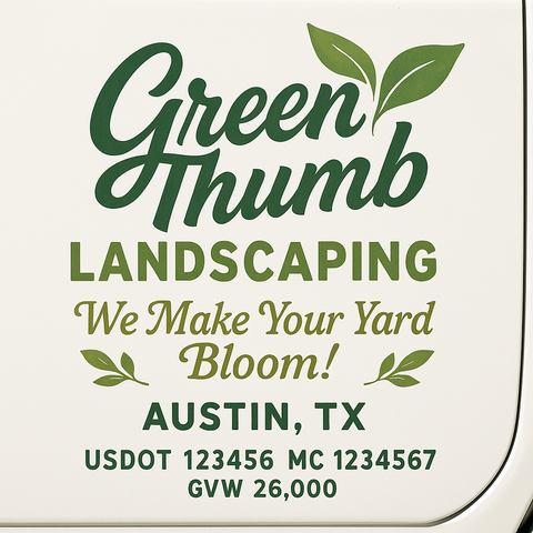 Landscaping or Lawn Care Truck Door Decal Sticker Lettering Sign (Set of 2)