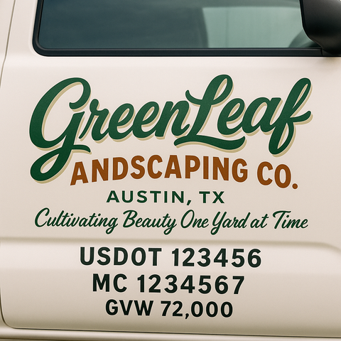 Landscaping or Lawn Care Truck Door Decal Sticker Lettering Sign (Set of 2)