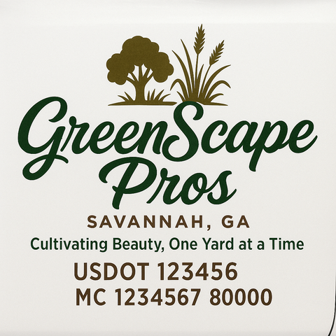 Landscaping or Lawn Care Truck Door Decal Sticker Lettering Sign (Set of 2)