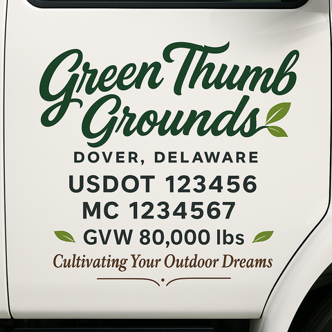 Landscaping or Lawn Care Truck Door Decal Sticker Lettering Sign (Set of 2)