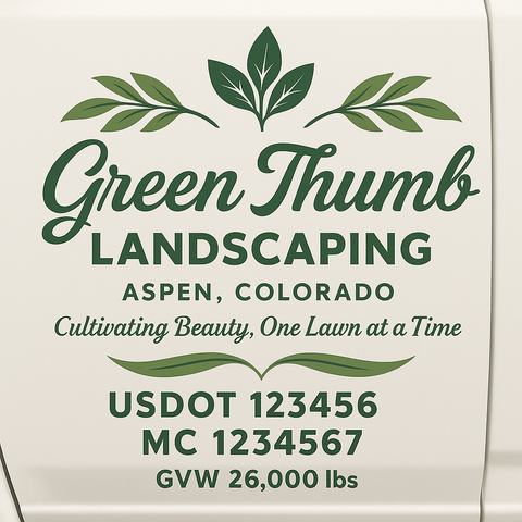 Landscaping or Lawn Care Truck Door Decal Sticker Lettering Sign (Set of 2)