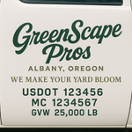 Landscaping or Lawn Care Truck Door Decal Sticker Lettering Sign (Set of 2)