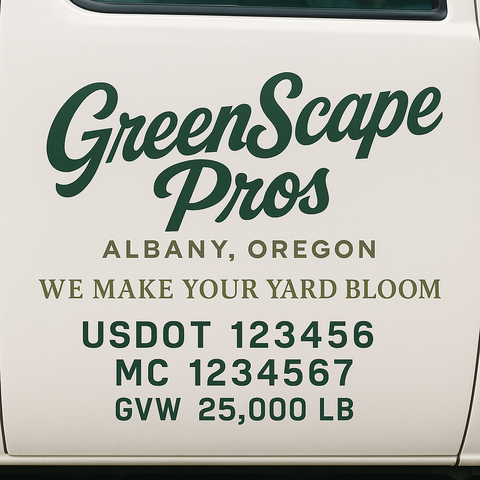 Landscaping or Lawn Care Truck Door Decal Sticker Lettering Sign (Set of 2)