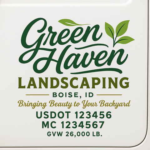 Landscaping or Lawn Care Truck Door Decal Sticker Lettering Sign (Set of 2)