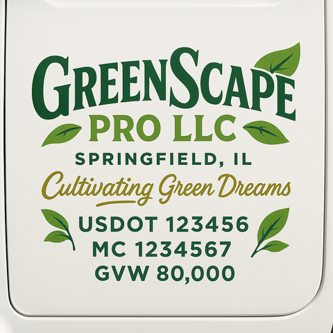 Landscaping or Lawn Care Truck Door Decal Sticker Lettering Sign (Set of 2)