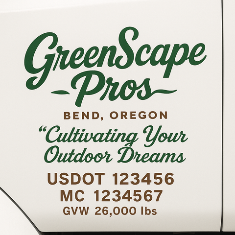 Landscaping or Lawn Care Truck Door Decal Sticker Lettering Sign (Set of 2)