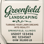 Landscaping or Lawn Care Truck Door Decal Sticker Lettering Sign (Set of 2)