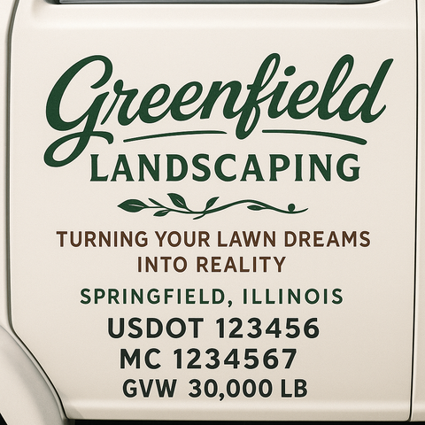 Landscaping or Lawn Care Truck Door Decal Sticker Lettering Sign (Set of 2)