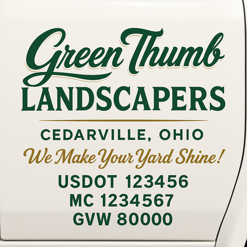 Landscaping or Lawn Care Truck Door Decal Sticker Lettering Sign (Set of 2)