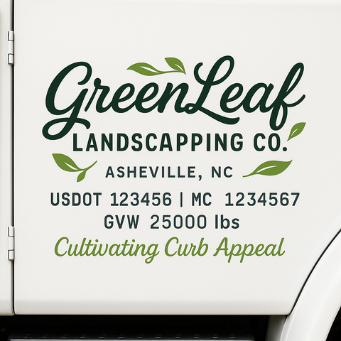 Landscaping or Lawn Care Truck Door Decal Sticker Lettering Sign (Set of 2)