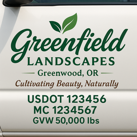 Landscaping or Lawn Care Truck Door Decal Sticker Lettering Sign (Set of 2)