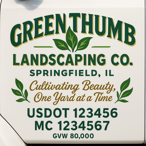 Landscaping or Lawn Care Truck Door Decal Sticker Lettering Sign (Set of 2)