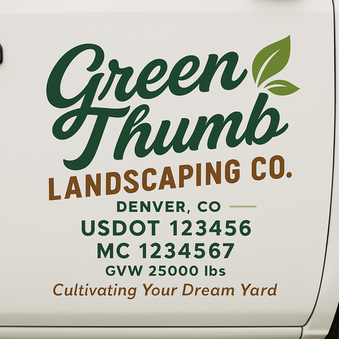 Landscaping or Lawn Care Truck Door Decal Sticker Lettering Sign (Set of 2)