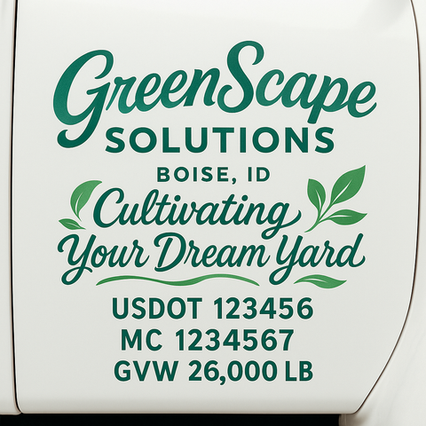 Landscaping or Lawn Care Truck Door Decal Sticker Lettering Sign (Set of 2)