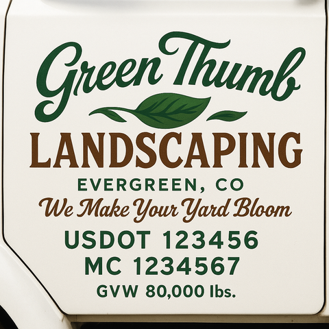 Landscaping or Lawn Care Truck Door Decal Sticker Lettering Sign (Set of 2)