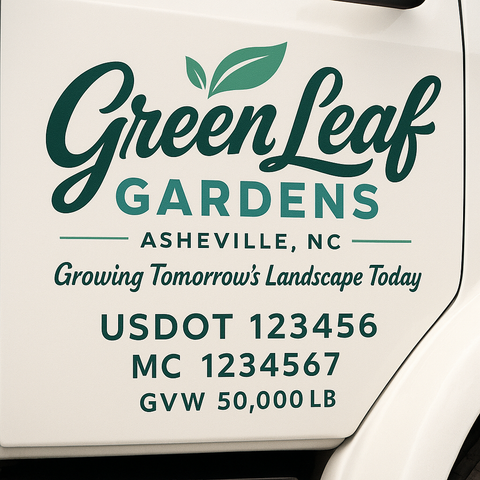 Landscaping or Lawn Care Truck Door Decal Sticker Lettering Sign (Set of 2)