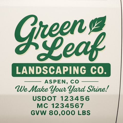 Landscaping or Lawn Care Truck Door Decal Sticker Lettering Sign (Set of 2)