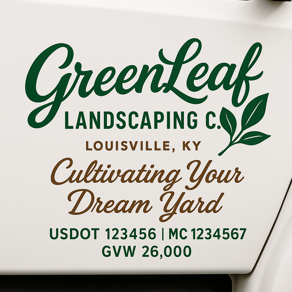Landscaping or Lawn Care Truck Door Decal Sticker Lettering Sign (Set ...