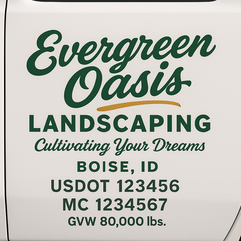 Landscaping or Lawn Care Truck Door Decal Sticker Lettering Sign (Set of 2)