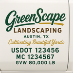 Landscaping or Lawn Care Truck Door Decal Sticker Lettering Sign (Set of 2)