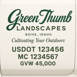 Landscaping or Lawn Care Truck Door Decal Sticker Lettering Sign (Set of 2)