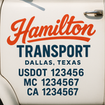 Custom Truck Door Decal Sticker Signs | US DOT Compliant Truck Door Lettering Templates | Make Your Own - Add Your Own Text (2-Pack)