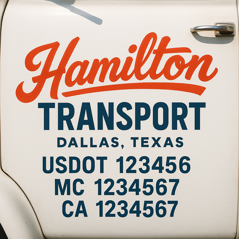 Custom Truck Door Decal Sticker Signs | US DOT Compliant Truck Door Lettering Templates | Make Your Own - Add Your Own Text (2-Pack)