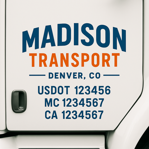Custom Truck Door Decal Sticker Signs | US DOT Compliant Truck Door Lettering Templates | Make Your Own - Add Your Own Text (2-Pack)