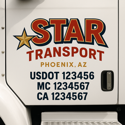 Custom Truck Door Decal Sticker Signs | US DOT Compliant Truck Door Lettering Templates | Make Your Own - Add Your Own Text (2-Pack)