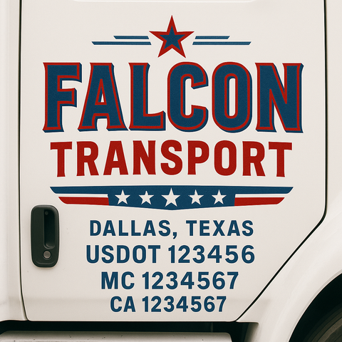 Custom Truck Door Decal Sticker Signs | US DOT Compliant Truck Door Lettering Templates | Make Your Own - Add Your Own Text (2-Pack)