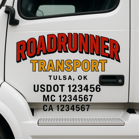 Custom Truck Door Decal Sticker Signs | US DOT Compliant Truck Door Lettering Templates | Make Your Own - Add Your Own Text (2-Pack)