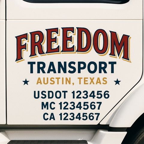 Custom Truck Door Decal Sticker Signs | US DOT Compliant Truck Door Lettering Templates | Make Your Own - Add Your Own Text (2-Pack)